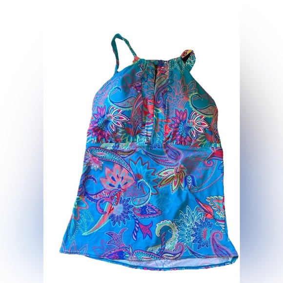 Sunsets Other - Sunsets Swimwear NWT 2pc Set Tankini E-Cup Top & XL Skirt Blue Paisley Floral